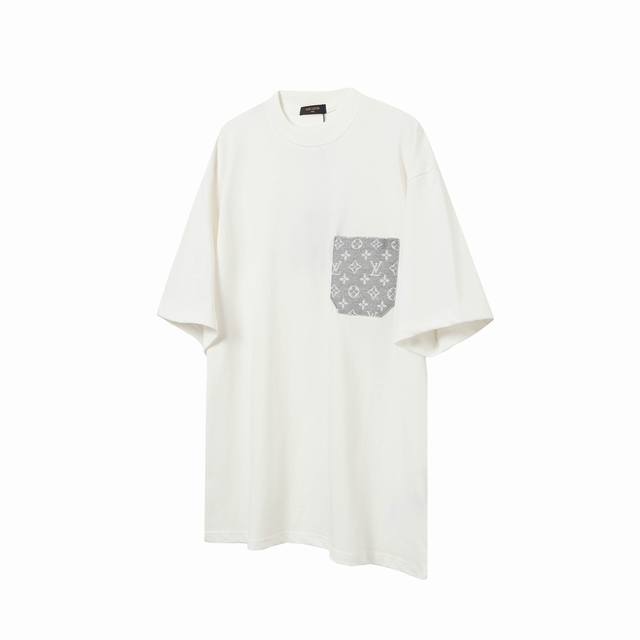 L62 Lv Louis Vuitton 25Ss patch full print pocket short-sleeved T-shirt 280 heav