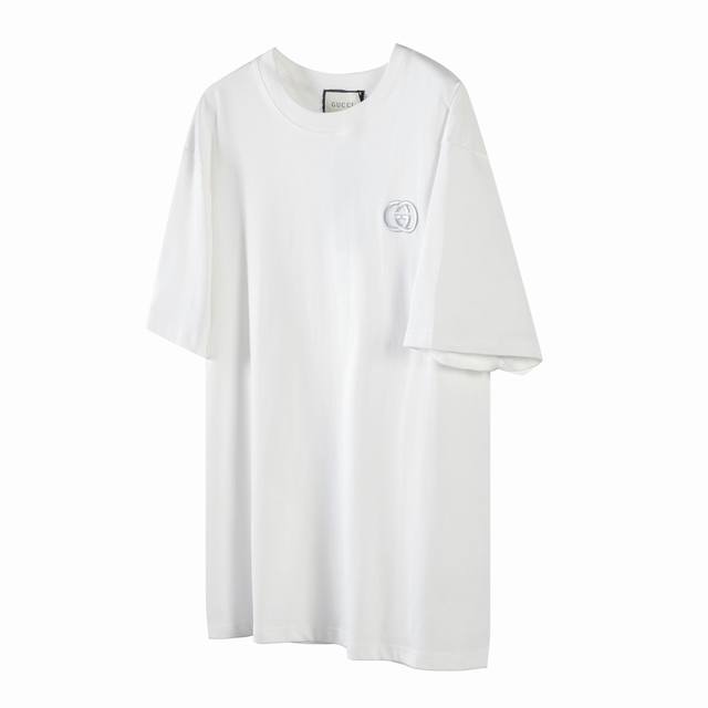 G15 Gucci 24Ss silver thread double G embroidered short sleeves The fabric is ma