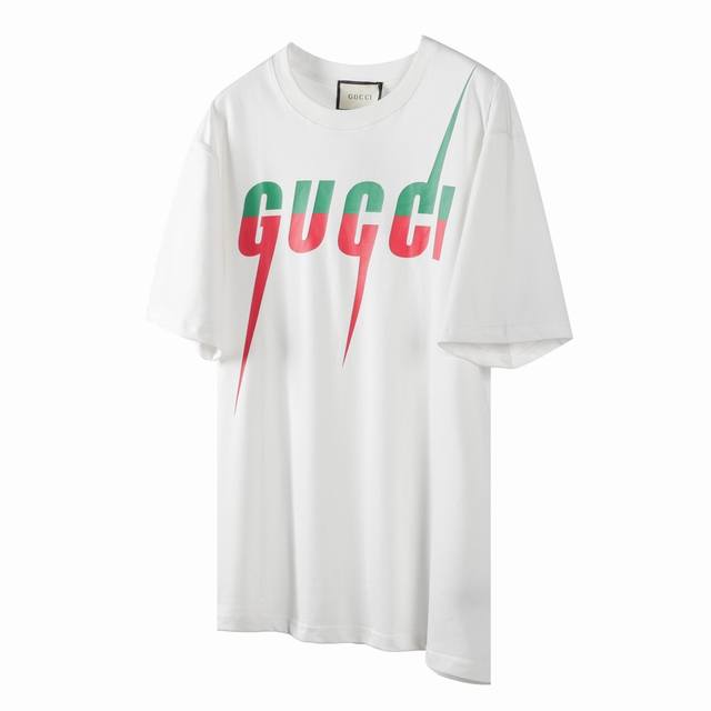 G13 Gucci 19Ss lightning print short sleeves Made of 280g long-staple cotton mat