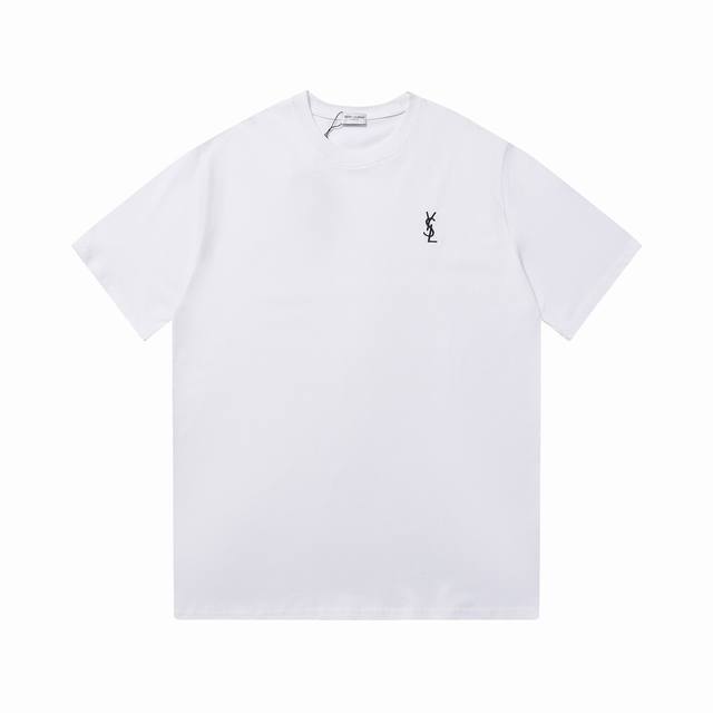 Ysl Saint Laurent classic small logo embroidery jacquard short sleeves High dens