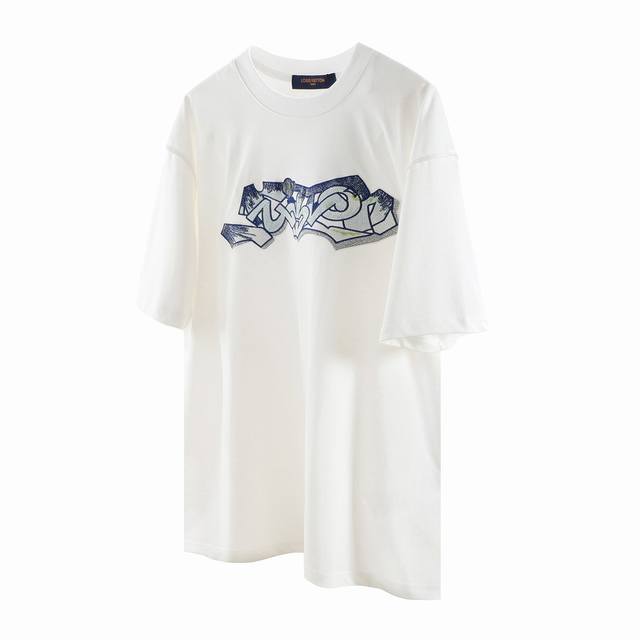 L10 Lv Louis Vuitton embroidered graffiti short sleeves fabric is 26S 180G compa