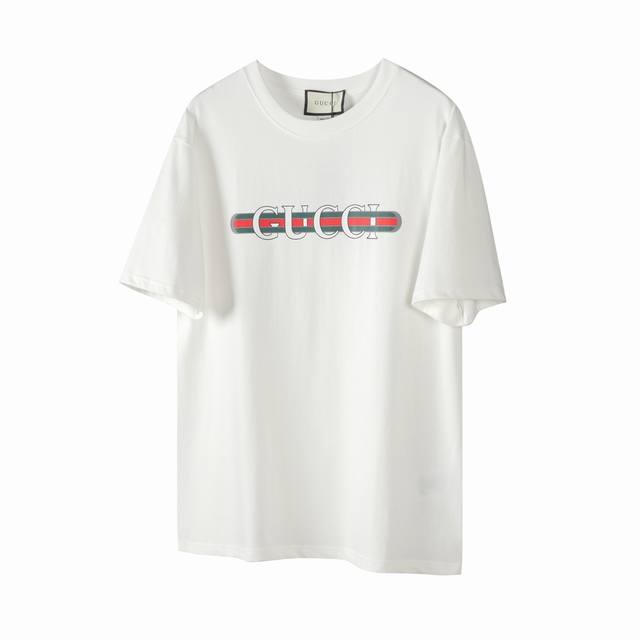 Gucci 24Ss hollow belt letter print short-sleeved T-shirt G19 The fabric is wove