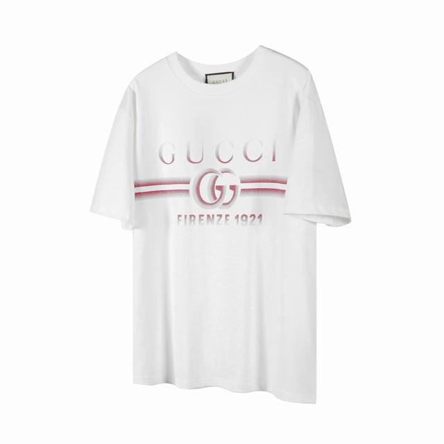 G16 Gucci 24Ss new double G striped print short-sleeved T-shirt G16 The fabric i