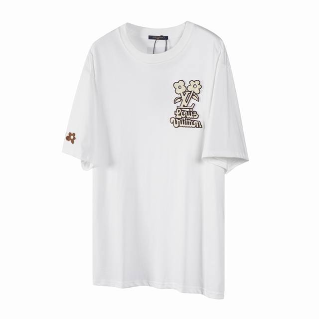 L36 Lv Louis Vuitton 24Ss Toothbrush Embroidered Flower Art Letters Short Sleeve