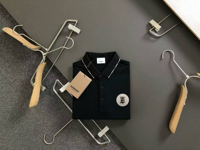 Burberry summer new T-shirt lapel short-sleeved Polo shirt, custom-made fabric w