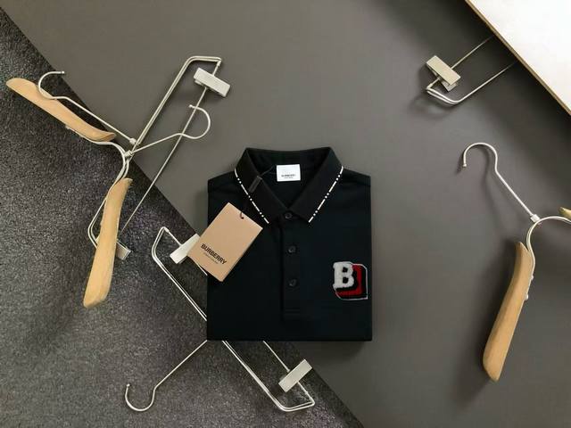 Burberry summer new T-shirt lapel short-sleeved Polo shirt, custom-made fabric w