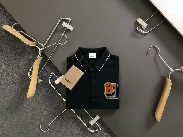 Burberry summer new T-shirt lapel short-sleeved Polo shirt, custom-made fabric w