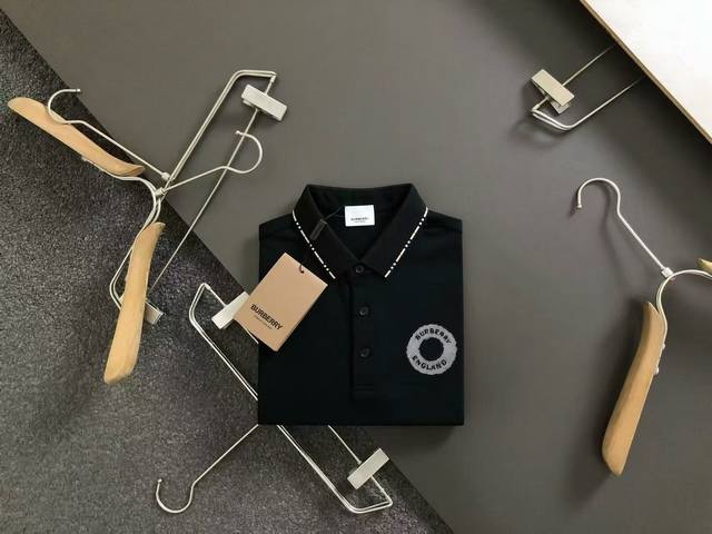 Burberry summer new T-shirt lapel short-sleeved Polo shirt, custom-made fabric w