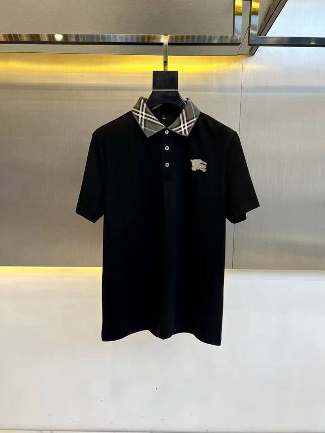 Burberry summer new T-shirt lapel short-sleeved Polo shirt, custom-made fabric w