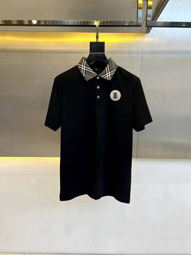 Burberry summer new T-shirt lapel short-sleeved Polo shirt, custom-made fabric w