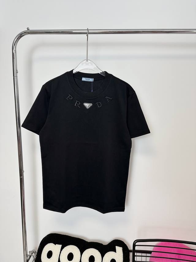 Style number: Hmy137# Prada letter burning logo classic small triangle short-sle