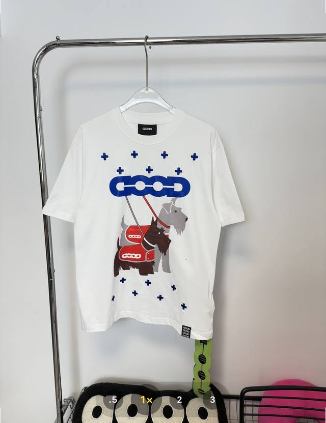 Style number: Hmy128# Goodbrand Schnauzer cross tatami embroidery print short-sl