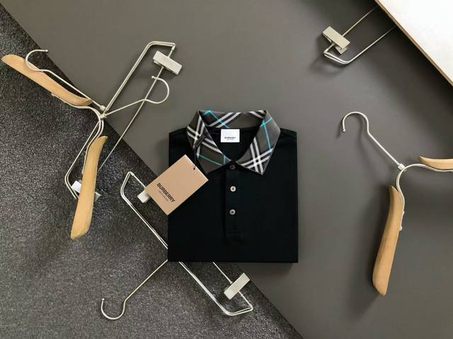 Burberry summer new T-shirt lapel short-sleeved Polo shirt, custom-made fabric w