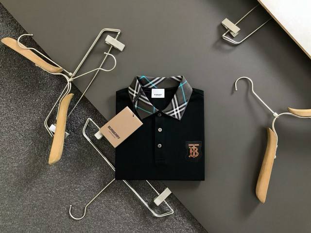 Burberry summer new T-shirt lapel short-sleeved Polo shirt, custom-made fabric w