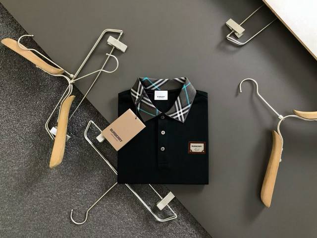 Burberry summer new T-shirt lapel short-sleeved Polo shirt, custom-made fabric w