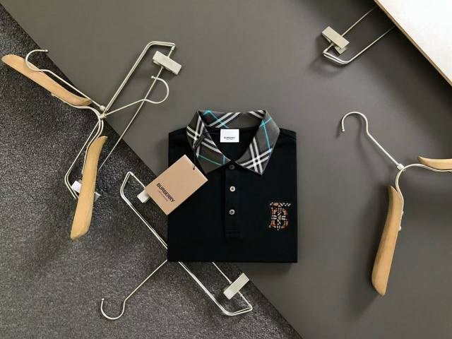 Burberry summer new T-shirt lapel short-sleeved Polo shirt, custom-made fabric w