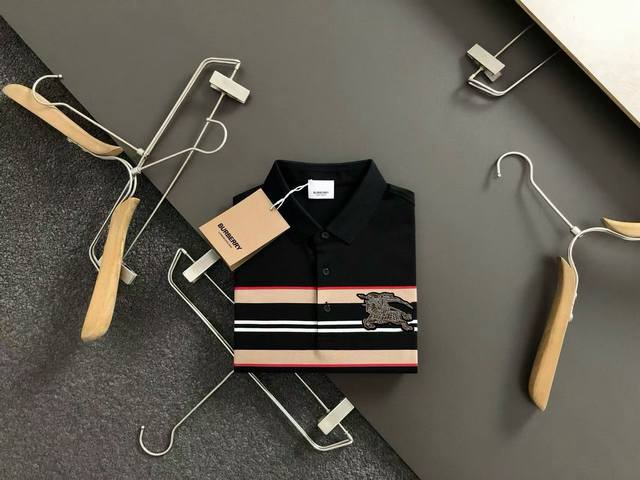 Burberry summer new T-shirt lapel short-sleeved Polo shirt, counter custom fabri