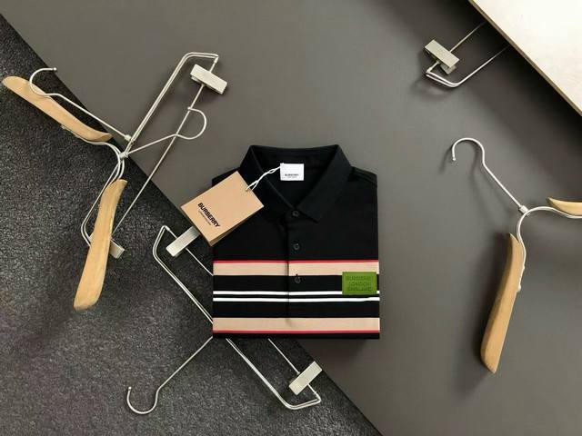 Burberry summer new T-shirt lapel short-sleeved Polo shirt, counter custom fabri