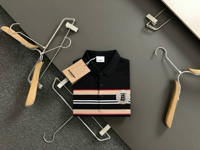 Burberry summer new T-shirt lapel short-sleeved Polo shirt, counter custom fabri