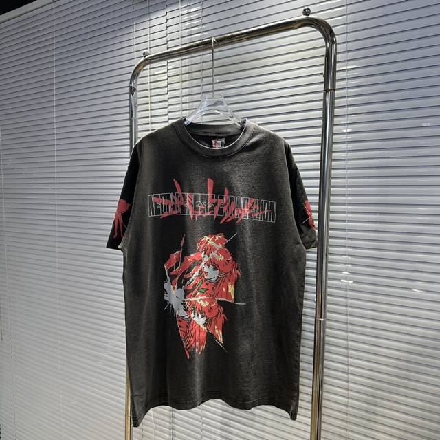 Eva Asuka anime retro washed and distressed Vintage short-sleeved high street lo