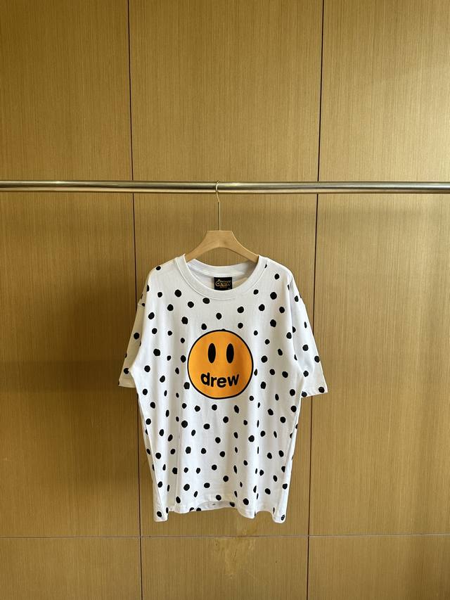 Drew smiley face polka dot short sleeve Bieber same style American trendy men an