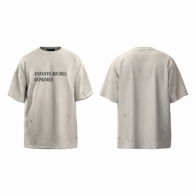 Erd Vibe 23Fw Melancholy Rich Second Generation Washed Distressed Slogan Round N