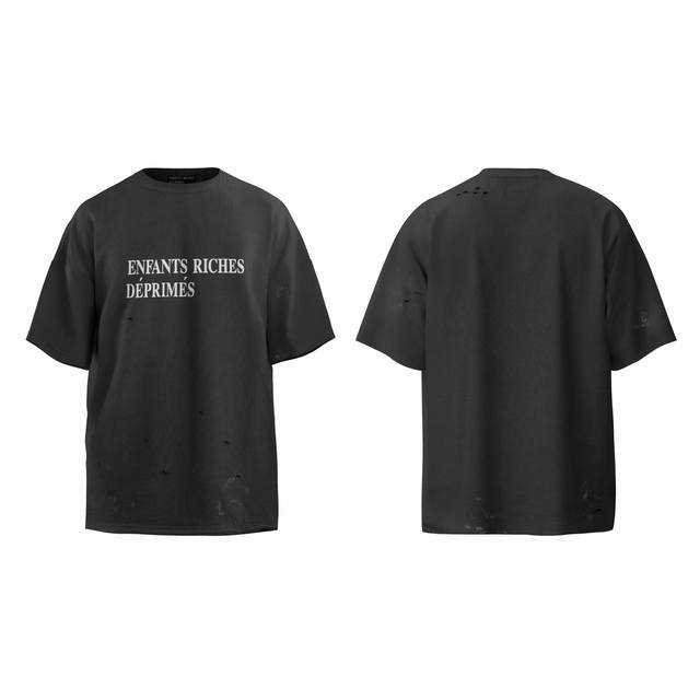 Erd Vibe 23Fw Melancholy Rich Second Generation Washed Distressed Slogan Round N