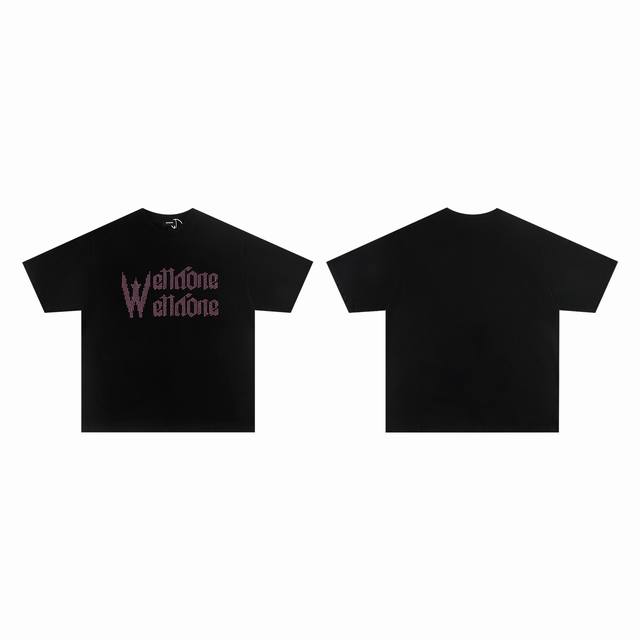 Welldone Moon niche trendy brand American hot diamond pink letter short-sleeved