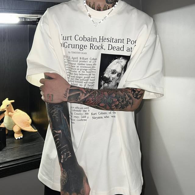 Nirvana Kurt Donald Cobain Heavyweight Short Sleeve High Street Men and Women Mo
