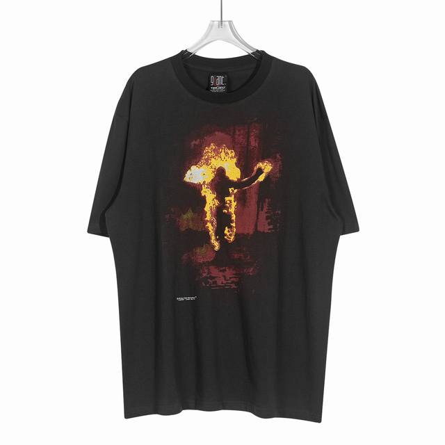 Style No. 022-44# Spot Vintage Washed Old Flame Man Short Sleeve High Street Loo