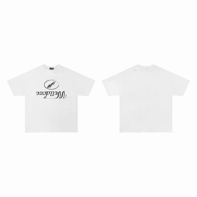 We11Done Moon American niche fashion brand reverse mirror letter print distresse
