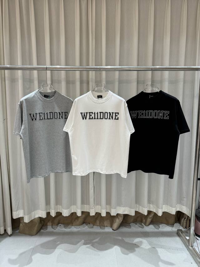 Welldone Moon American trendy brand pearl letter print short sleeve men and wome