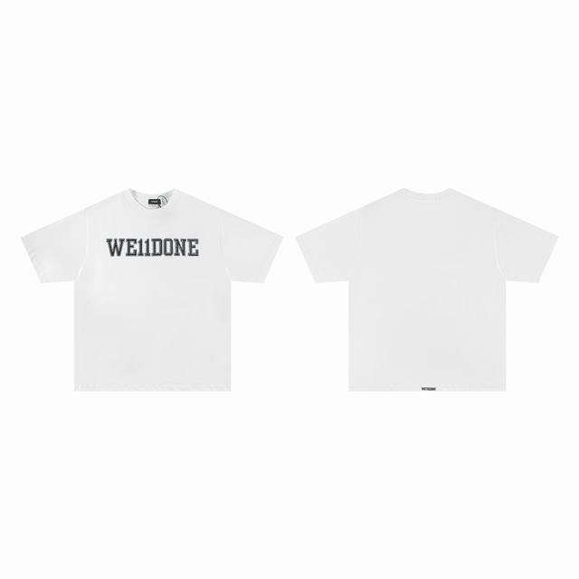 Welldone Moon American trendy brand pearl letter print short sleeve men and wome