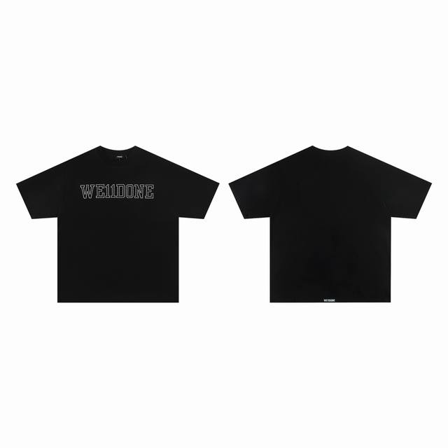 Welldone Moon American trendy brand pearl letter print short sleeve men and wome
