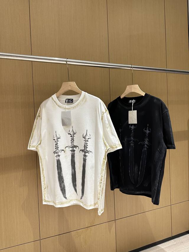 Thug Club 25Ss Three Swords Dragon Bone Metal Stars and Moon Washed Distressed S