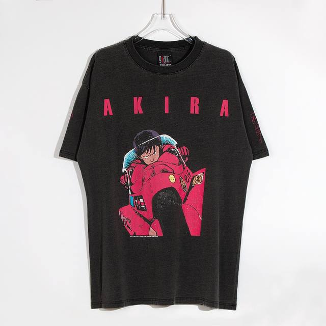 Akira anime cartoon retro Vintage washed distressed short sleeve loose men and w