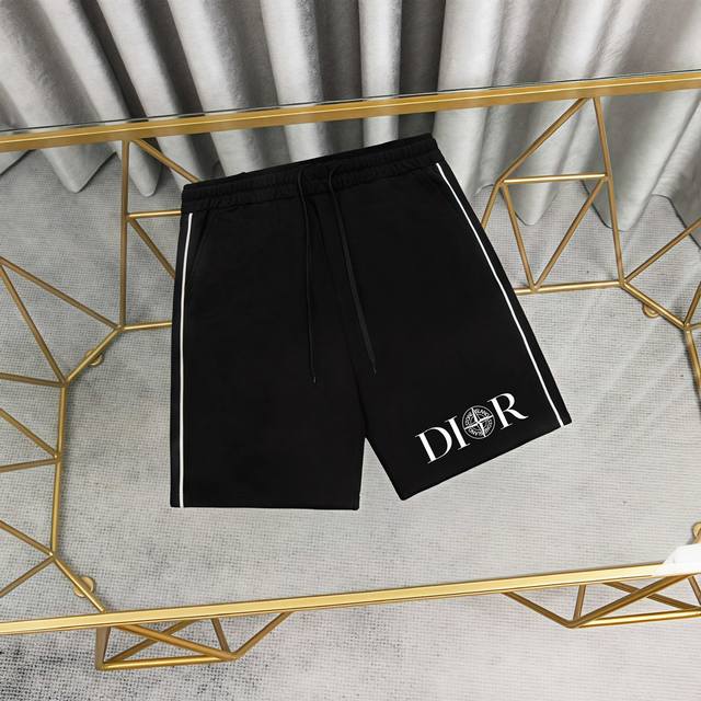 Dior printed cotton shorts, sweatpants and shorts 1:1 matching fabric 300g terry