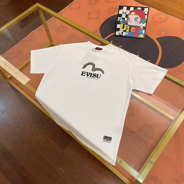 New arrival, Evisu Fushen 2025 new men's letter Daruma Kirin large M short sleev