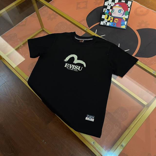 New arrival, Evisu Fushen 2025 new men's letter Daruma Kirin large M short sleev