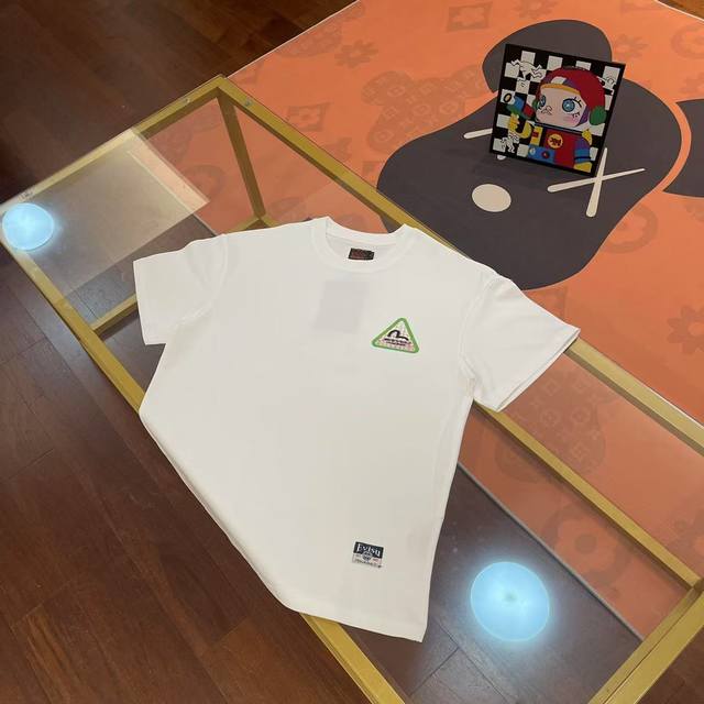 New arrival, Evisu Fushen 2025 new men's letter triangle large M short sleeve Co