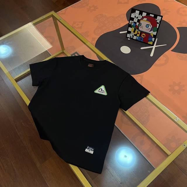 New arrival, Evisu Fushen 2025 new men's letter triangle large M short sleeve Co