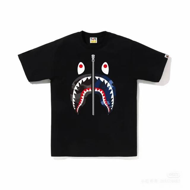 001182 A Bathing Ape Fw24 half-zip camouflage shark pattern printed cuff logo sh