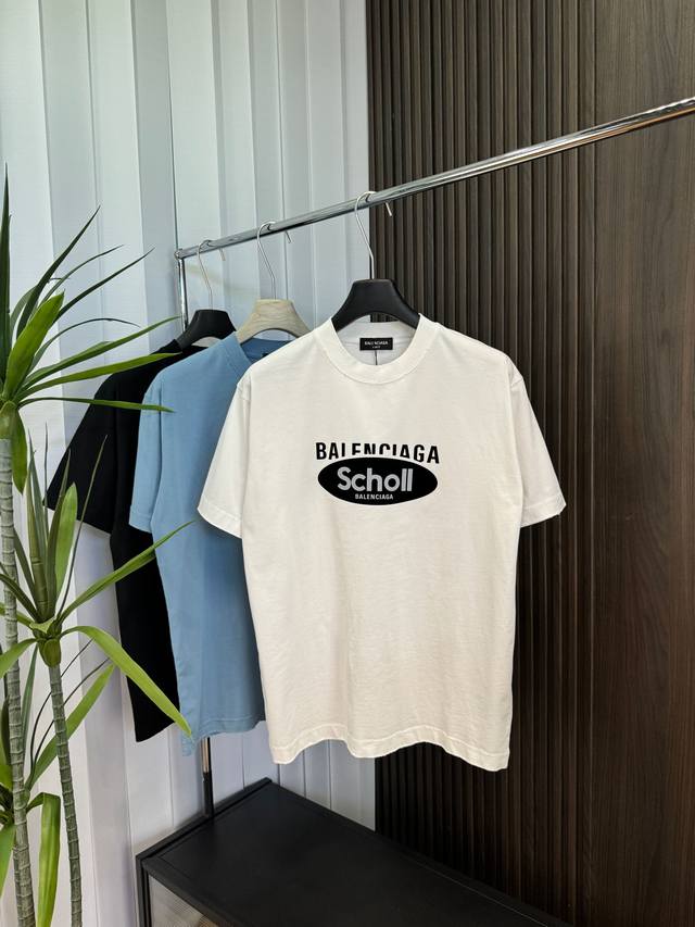 Balenciaga 2025Ss new spring and summer short-sleeved cotton plain fabric, re-wa