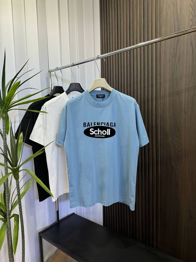 Balenciaga 2025Ss new spring and summer short-sleeved cotton plain fabric, re-wa