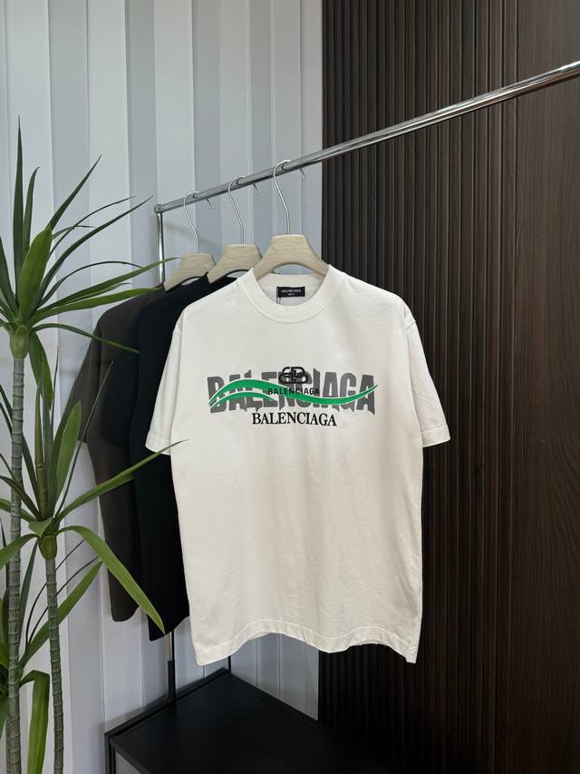 Balenciaga 2025Ss new spring and summer short-sleeved cotton plain fabric, re-wa