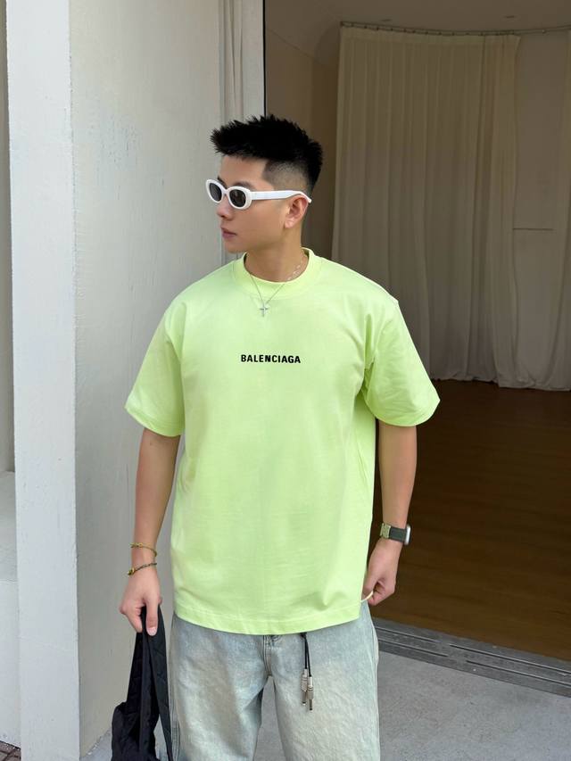 Balenciaga 2025Ss new spring and summer short-sleeved cotton plain fabric, re-wa