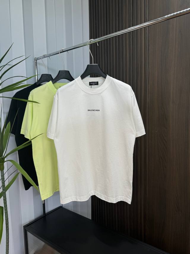 Balenciaga 2025Ss new spring and summer short-sleeved cotton plain fabric, re-wa