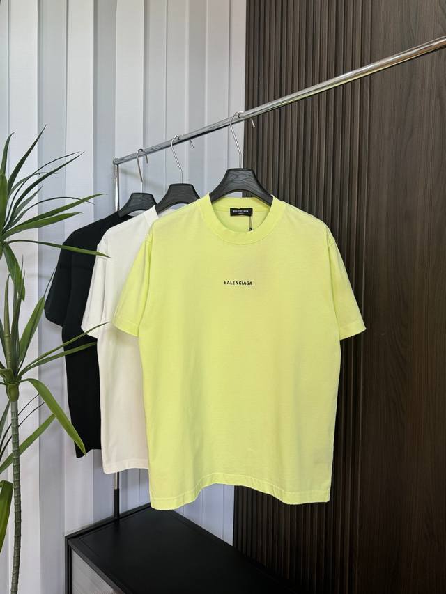 Balenciaga 2025Ss new spring and summer short-sleeved cotton plain fabric, re-wa