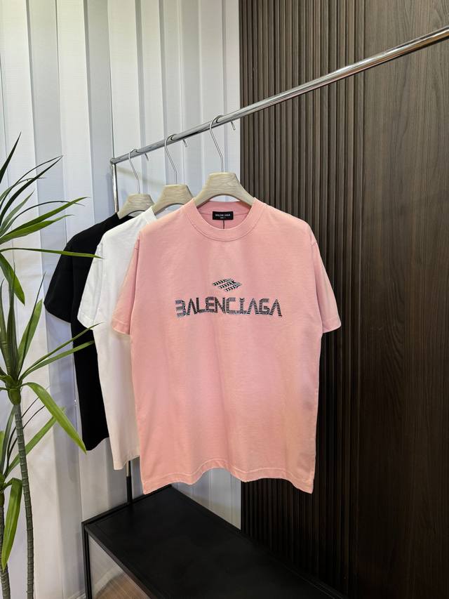 Balenciaga 2025Ss new spring and summer short-sleeved cotton plain fabric, re-wa