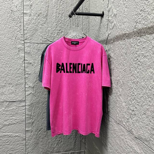 Bal*Paris*2025 Spring and Summer New Snowflake Old Washed Retro Round Neck Short